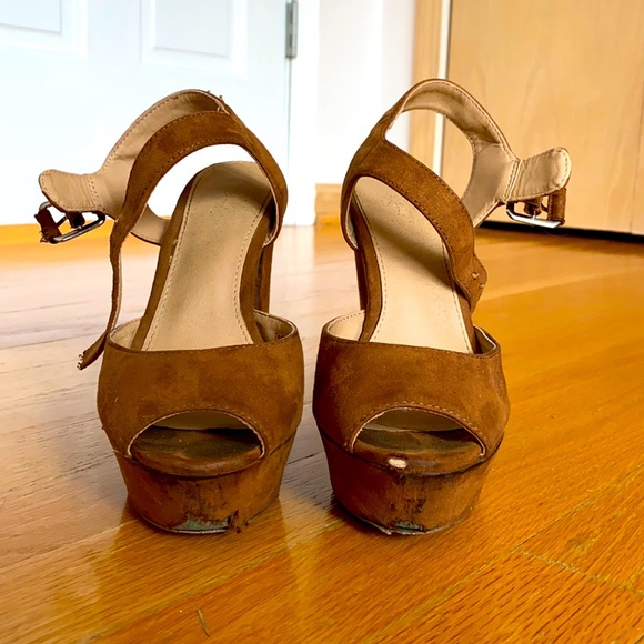 Women Strapped Heel, Open Toe, Brown, Fake Suede,6 - Picture 7 of 8